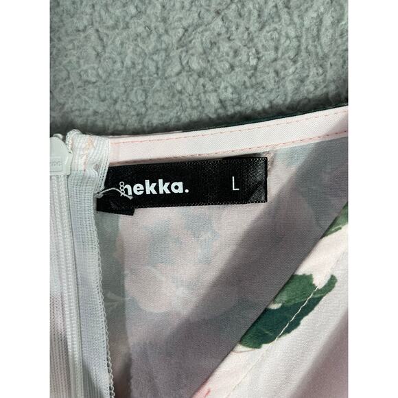 Hekka White Red Floral Wrap Maxi Dress Size L Flowy Romantic Cottagecore - Picture 6 of 10